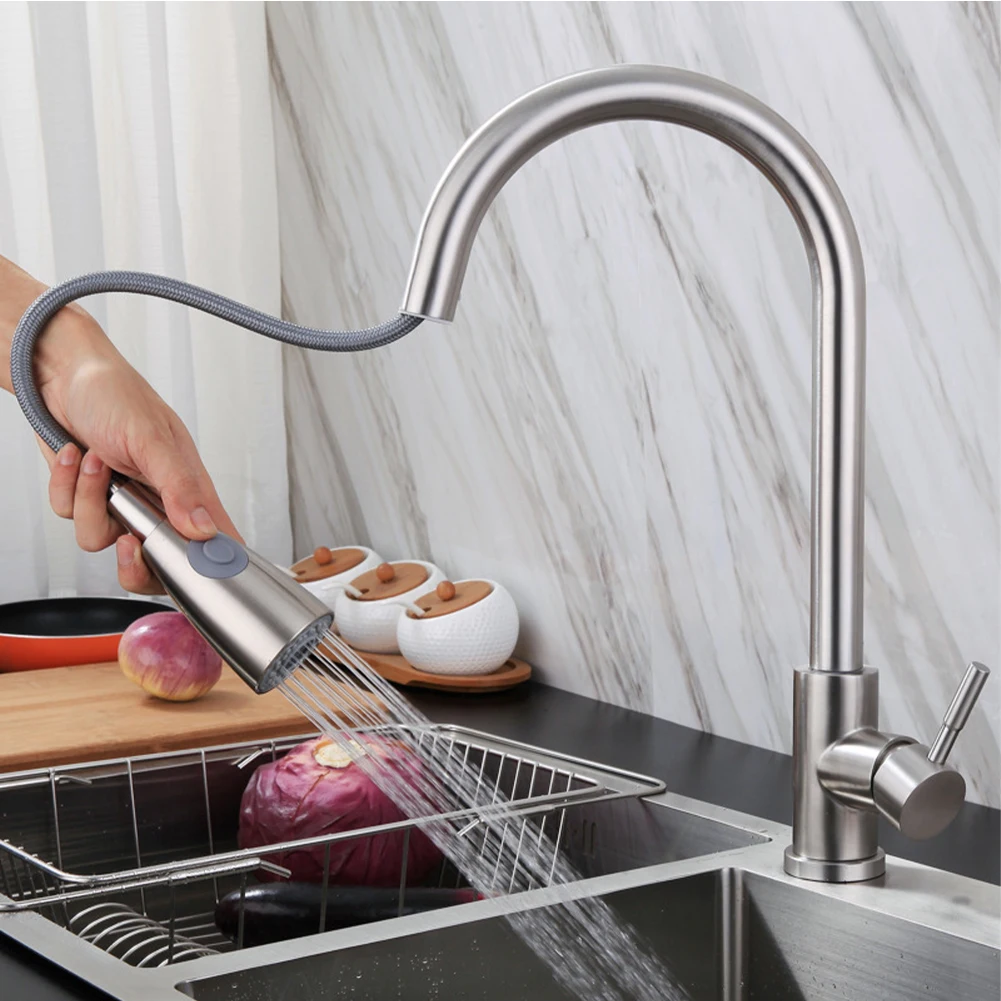 NEW Brushed Nickel Kitchen Faucet Single Hole Pull Out Spout Kitchen Sink Mixer Tap Stream Sprayer Head Silver Mixer Tap
NEW Brushed Nickel Kitchen Faucet Single Hole Pull Out Spout Kitchen Sink Mixer Tap Stream Sprayer Head Silver Mixer Tap