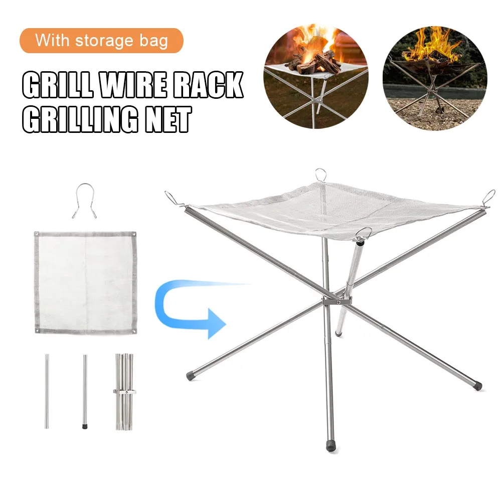 Outdoor Camping Fire Pit Burning Rack Foldable Stainless Steel Heating Mesh Fire Stand Portable Wood Heater BBQ Camping Tools
Outdoor Camping Fire Pit Burning Rack Foldable Stainless Steel Heating Mesh Fire Stand Portable Wood Heater BBQ Camping Tools