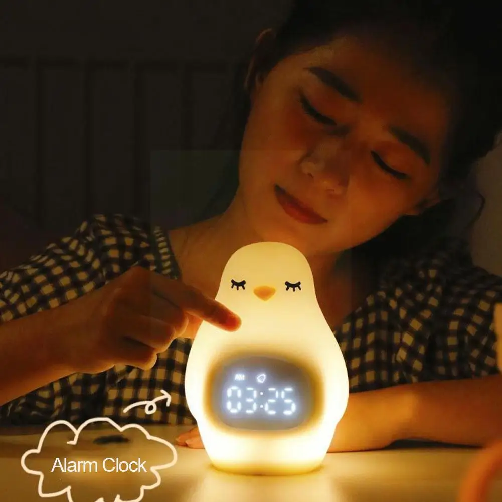 Silicone LED Night Light Alarm Clock Digital Kids Sleep USB Battery Penguin Rechargeable In Built Lighting Night Cute Lamp Q1B8
Silicone LED Night Light Alarm Clock Digital Kids Sleep USB Battery Penguin Rechargeable In Built Lighting Night Cute Lamp Q1B8