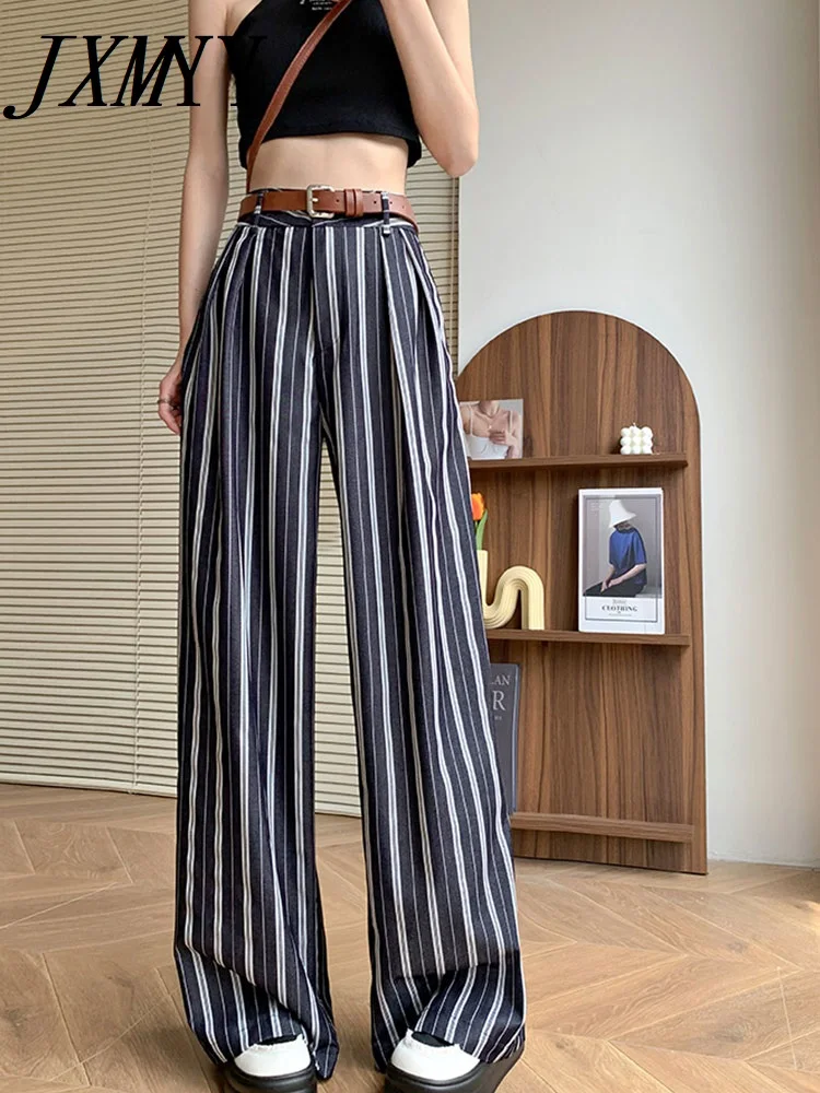 JXMYY New Fashion High Waist Casual Pants Women's Summer and Korean Wide Leg Slim Vertical Stripe Straight Leg Pants+Belt
JXMYY New Fashion High Waist Casual Pants Women's Summer and Korean Wide Leg Slim Vertical Stripe Straight Leg Pants+Belt