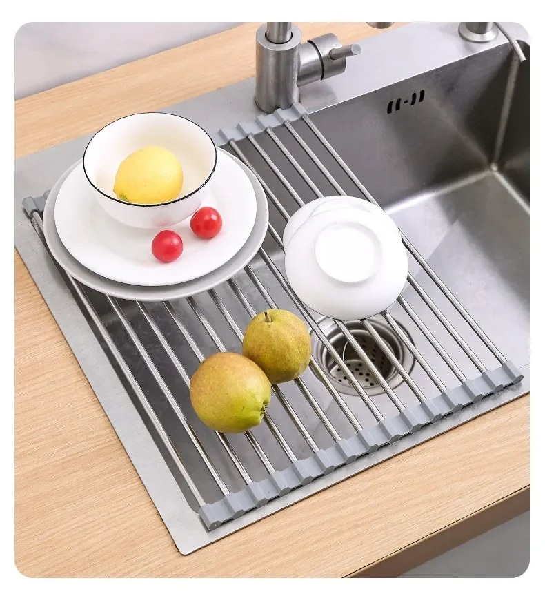Foldable Stainless Steel Dish Drainer, Roll up Dish Drying Rack Shelf, Sink Holder Drainage Plate Storage for Kitchen
Foldable Stainless Steel Dish Drainer, Roll up Dish Drying Rack Shelf, Sink Holder Drainage Plate Storage for Kitchen