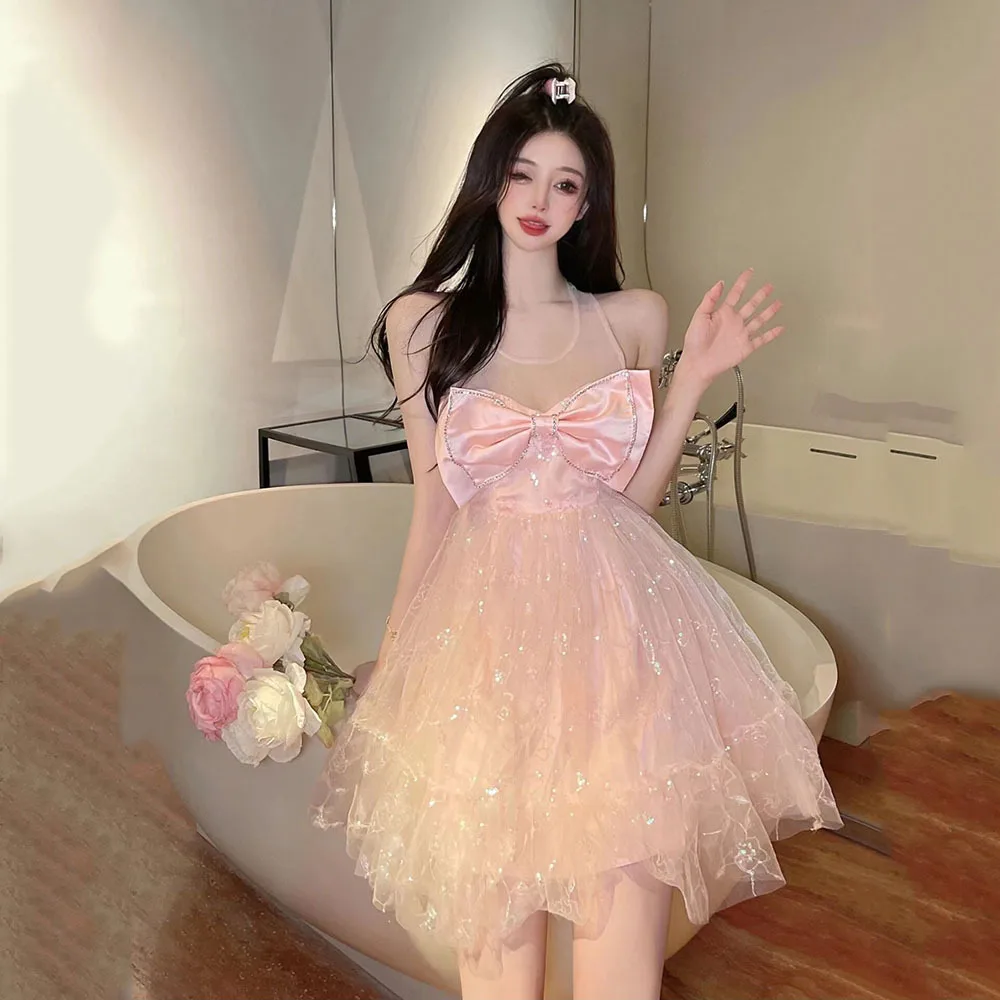 Fashion Sleeveless Dress Women 2022 Summer Sequin Gauze Stitching Diamond Bow Dress Japanese Cute Mini Short Dress Vestido Mujer
Fashion Sleeveless Dress Women 2022 Summer Sequin Gauze Stitching Diamond Bow Dress Japanese Cute Mini Short Dress Vestido Mujer