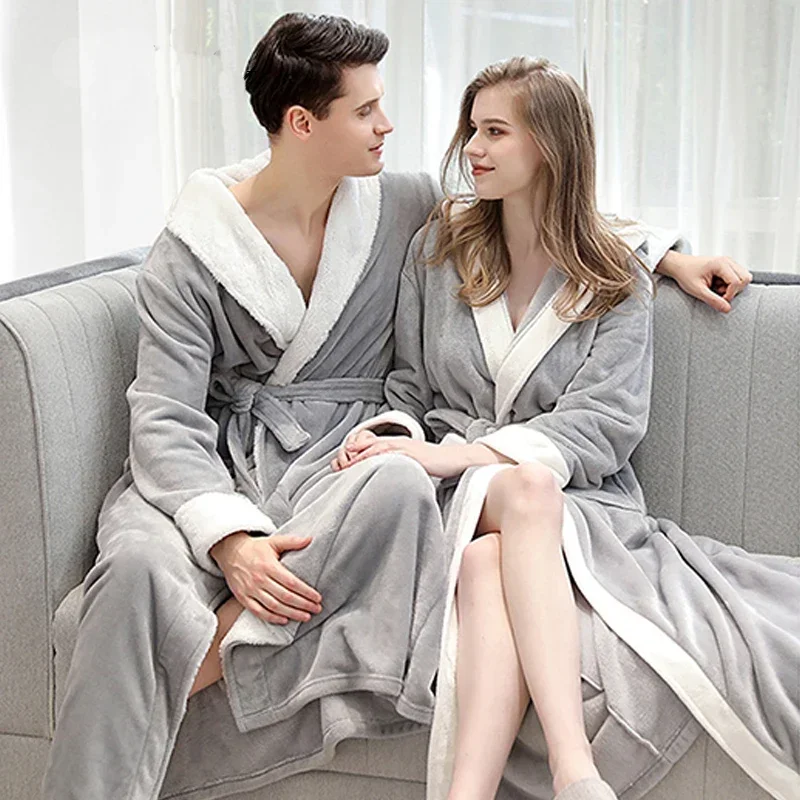 Women Winter Extra Long Warm Flannel Bathrobe Plus Size Coral Fleece Bath Robes Hood Lovers Spa Dressing Gown Men Cozy Sleepwear
Women Winter Extra Long Warm Flannel Bathrobe Plus Size Coral Fleece Bath Robes Hood Lovers Spa Dressing Gown Men Cozy Sleepwear
