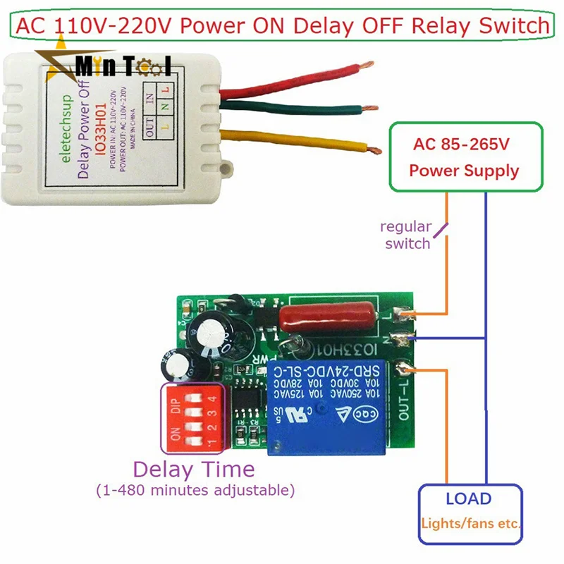 AC 110V 220V 1-480Min Timer Adjustable Disconnect Delay Controller Power-ON Delay OFF Relay AC 220V 7A Voltage Output Switch
AC 110V 220V 1-480Min Timer Adjustable Disconnect Delay Controller Power-ON Delay OFF Relay AC 220V 7A Voltage Output Switch