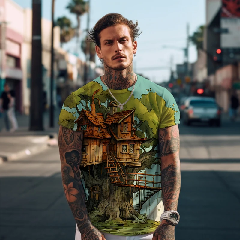 Creative Tree House 3D Printing T -shirt Street Short -sleeved T -shirt Summer Outdoor Leisure T -shirt Men's Fashion T -shirt
Creative Tree House 3D Printing T -shirt Street Short -sleeved T -shirt Summer Outdoor Leisure T -shirt Men's Fashion T -shirt