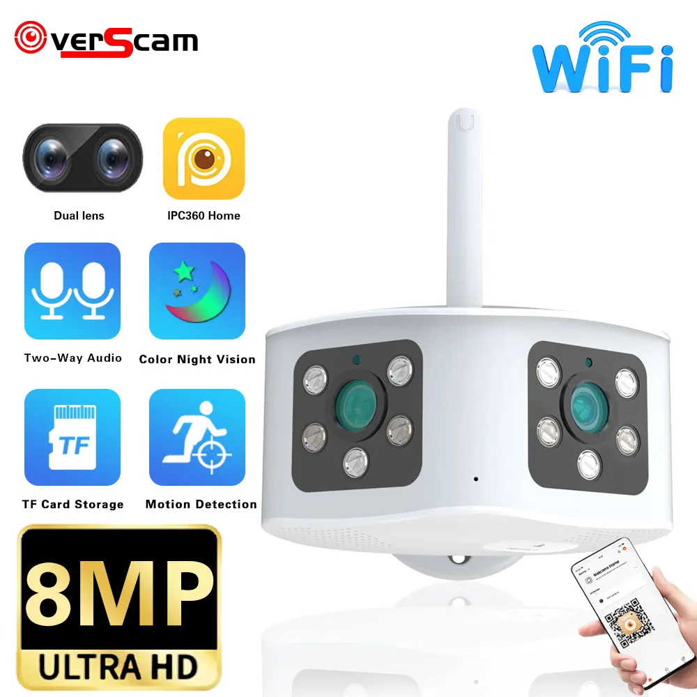 4K 8MP WIFI Dual Lens Panoramic Camera Outdoor Waterproof Full Color Night Vision Mini CCTV Surveillance Camera Wireless IP Cam
4K 8MP WIFI Dual Lens Panoramic Camera Outdoor Waterproof Full Color Night Vision Mini CCTV Surveillance Camera Wireless IP Cam
