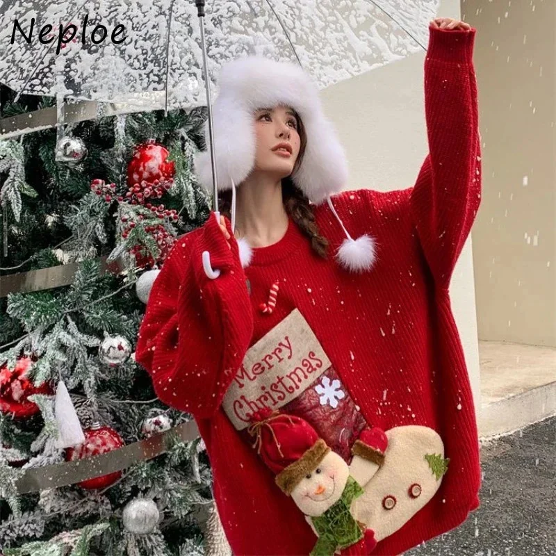 Рождественские красные свободные свитера Neploe для женщин, осень 2023, новые толстые теплые вязаные свитера Y2k с длинным рукавом для ленивых женщин
Рождественские красные свободные свитера Neploe для женщин, осень 2023, новые толстые теплые вязаные свитера Y2k с длинным рукавом для ленивых женщин