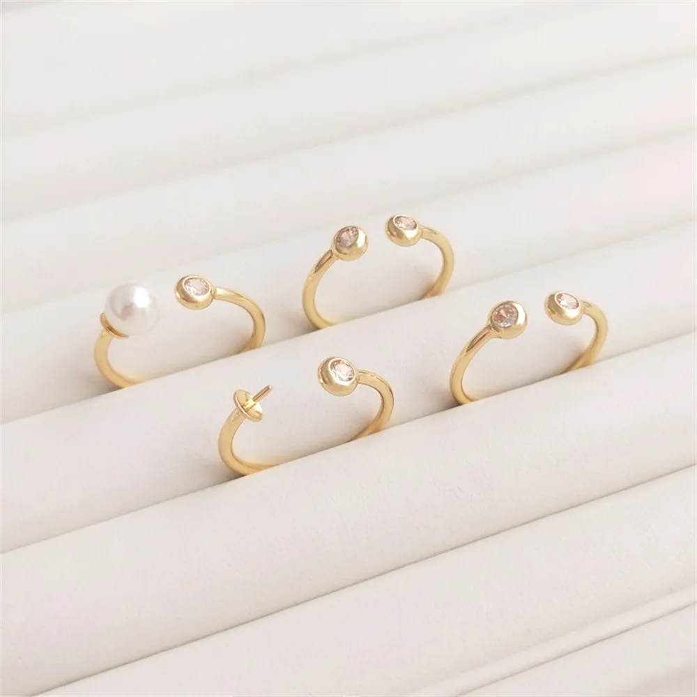 14K plated gold filled Zircon open diamond ring Diy half hole bead ring stick pearl crystal simple ring
14K plated gold filled Zircon open diamond ring Diy half hole bead ring stick pearl crystal simple ring