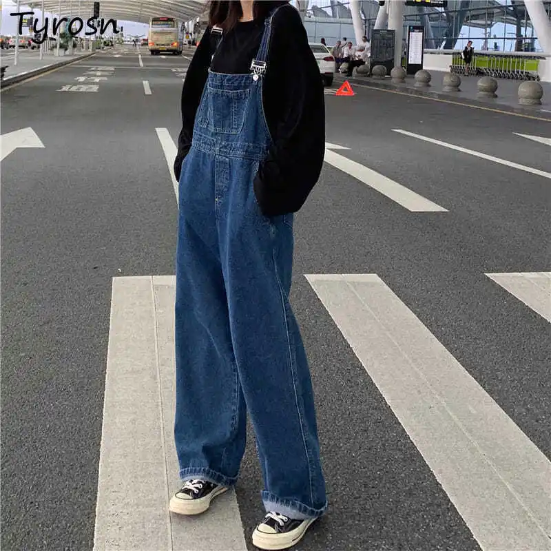Jumpsuits Women All-match Vintage Loose Wide Leg Denim Suspenders Trouser Korean Style Trendy High Waist Jumpsuit S-5XL Clothing 
Jumpsuits Women All-match Vintage Loose Wide Leg Denim Suspenders Trouser Korean Style Trendy High Waist Jumpsuit S-5XL Clothing