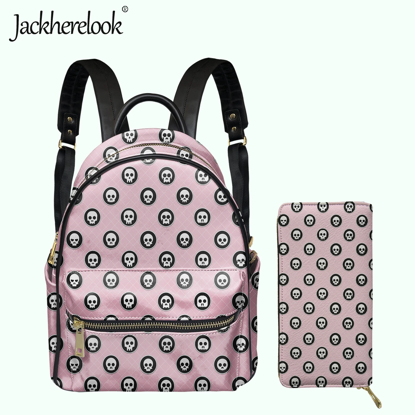 Jackherelook Pink Skull Printed Female Backpack Luxury PU Leather School Bag for Women 2Pcs/Set Mini Schoolbag&Wallet Satchel
Jackherelook Pink Skull Printed Female Backpack Luxury PU Leather School Bag for Women 2Pcs/Set Mini Schoolbag&Wallet Satchel