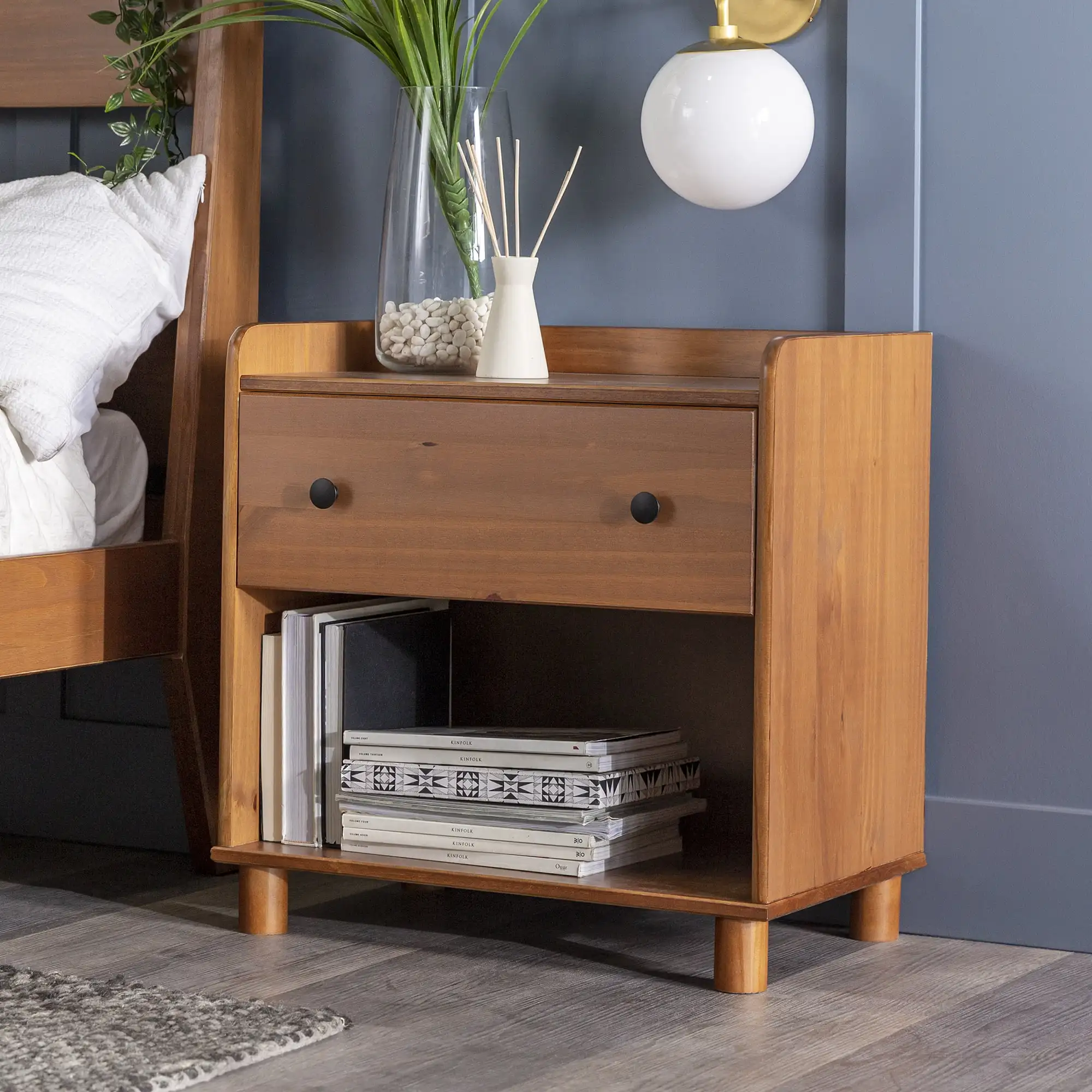 Caramel Mid Century Modern Nightstand with Tray Top - A Vintage Touch
Caramel Mid Century Modern Nightstand with Tray Top - A Vintage Touch