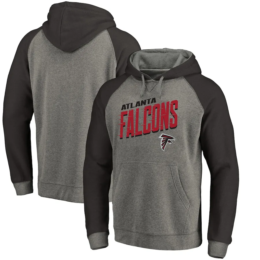 

Atlanta Men Hoodies sweatshirt Pro Line by Fanatics Branded Slant Strike Tri-Blend Raglan Pullover football Falcons Hoodie Grey