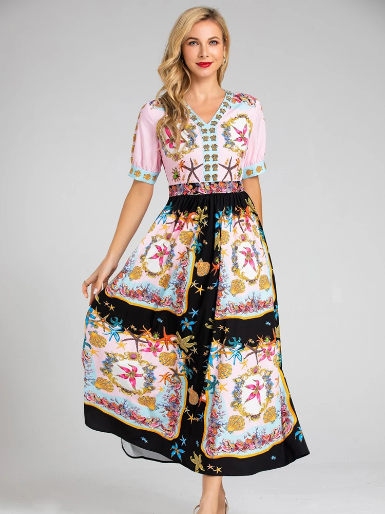 Runway Fashion 2022 Summer Bohemia Long Dress Women Pink Blue Starfish Printed Beading Crystal Slim Holiday
Runway Fashion 2022 Summer Bohemia Long Dress Women Pink Blue Starfish Printed Beading Crystal Slim Holiday