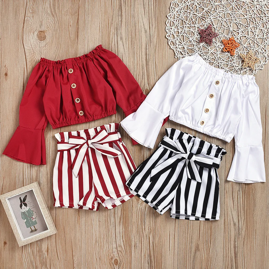 Toddler Baby Girl Clothes Ruffle Off Shoulder Tops Striped Shorts Baby Girl Set Spring Autumn Long Sleeve Children Clothes Girl
Toddler Baby Girl Clothes Ruffle Off Shoulder Tops Striped Shorts Baby Girl Set Spring Autumn Long Sleeve Children Clothes Girl