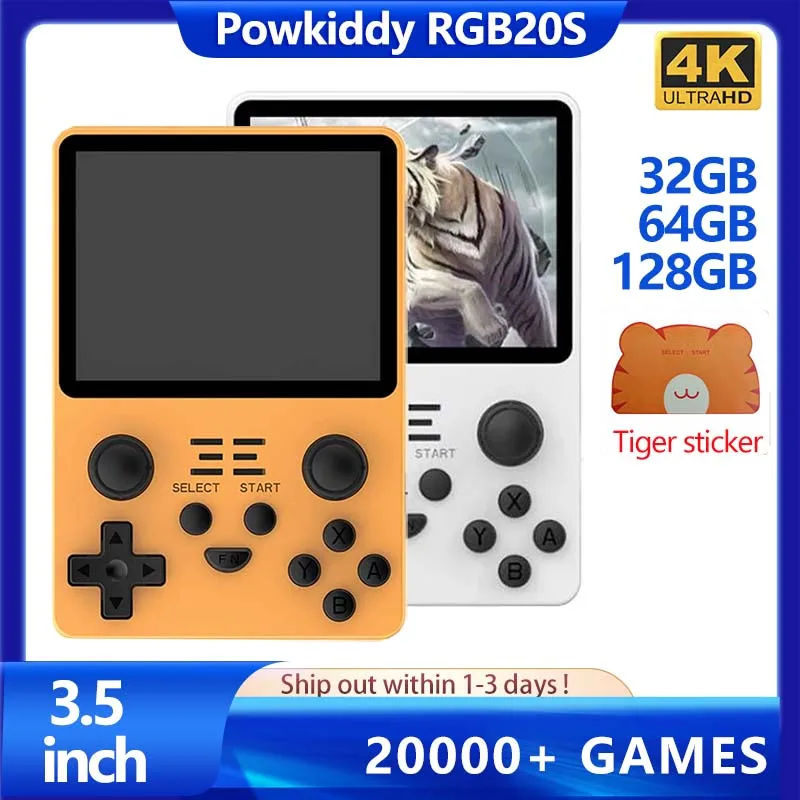 Handheld Game Console Powkiddy RGB20S Retro Video Game 32G 64G 128G 20000 Games 3.5'' IPS Screen Open Source System RK3326
Handheld Game Console Powkiddy RGB20S Retro Video Game 32G 64G 128G 20000 Games 3.5'' IPS Screen Open Source System RK3326