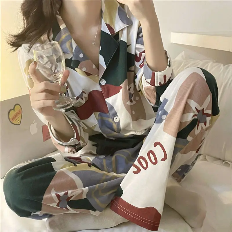 HOUZHOU Women Sleepwear Pyjama Set Asymmetrical Pattern Pajamas Spring Autmn Pijamas Girls Home Clothes Trouser Suits Nightwear
HOUZHOU Women Sleepwear Pyjama Set Asymmetrical Pattern Pajamas Spring Autmn Pijamas Girls Home Clothes Trouser Suits Nightwear