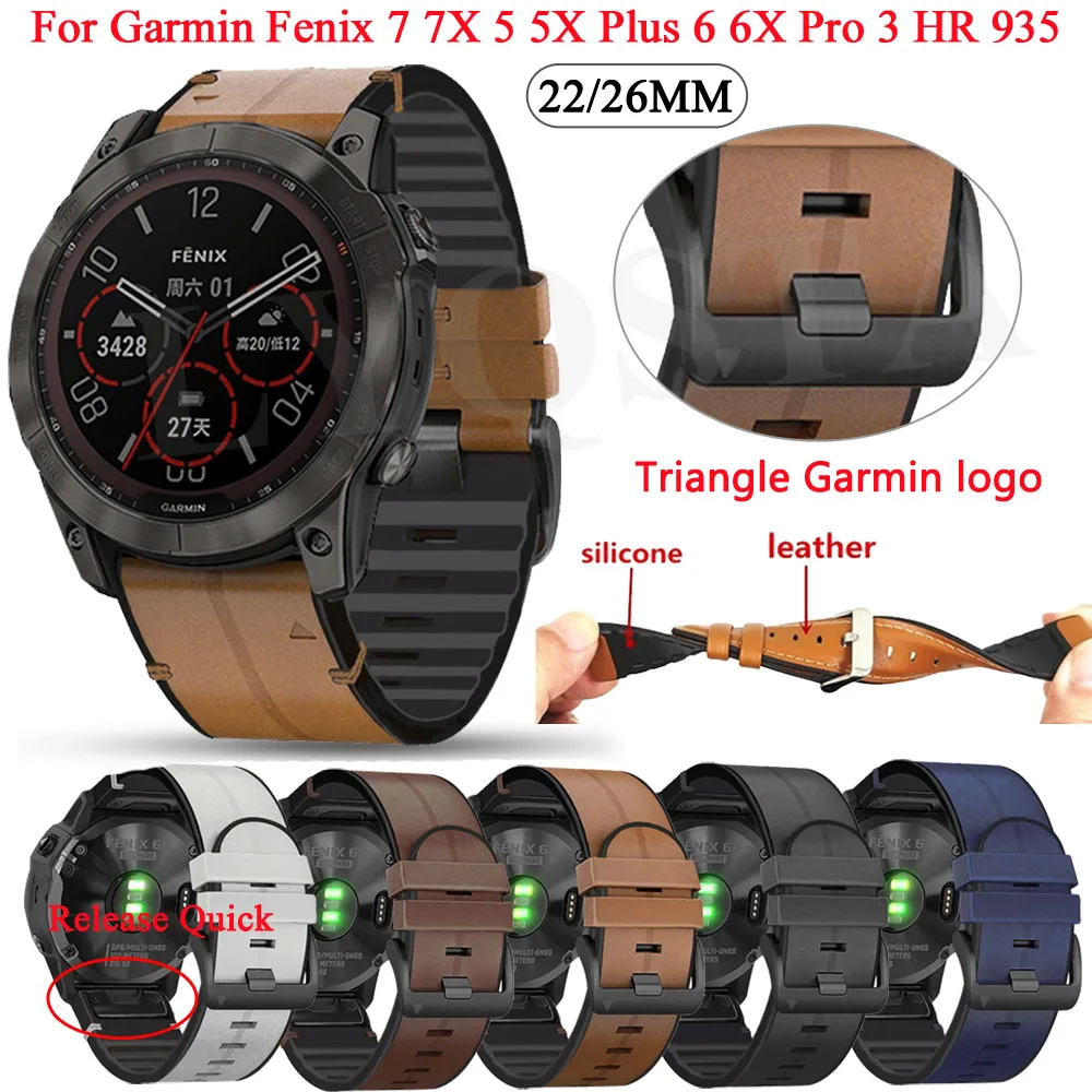 22 26mm Leather+Silicone Replacement Strap for Garmin Fenix 7 7X 6X 6Pro 5 5X 3HR 935 Smart Watch Wristband Band Bracelet Correa
22 26mm Leather+Silicone Replacement Strap for Garmin Fenix 7 7X 6X 6Pro 5 5X 3HR 935 Smart Watch Wristband Band Bracelet Correa