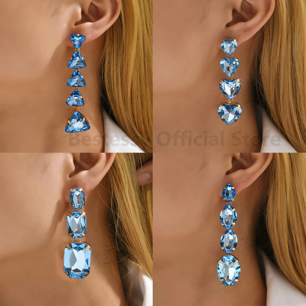 Fashion 2023 Blue Crystal Long Hanging Heart Oval Dangle Earrings For Women Luxury High Quality Tassel Pendant Statement Jewelry
Fashion 2023 Blue Crystal Long Hanging Heart Oval Dangle Earrings For Women Luxury High Quality Tassel Pendant Statement Jewelry
