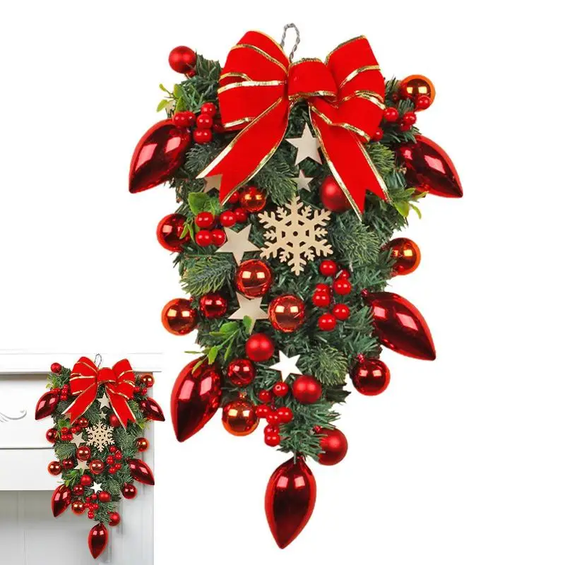 

Рождественский венок в форме слезы, Рождественский дверной венок, украшение для дизайна, создание рождественского настроения для рождественской елки, подоконника, подарочная коробка