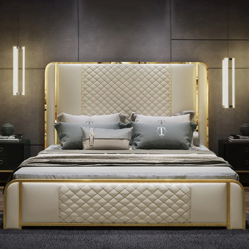 Luxury High-end Leather Bed Modern Simple Bed Master Bedroom Atmosphere Luxury European Leather Bed Double Bed Model Room Big
Luxury High-end Leather Bed Modern Simple Bed Master Bedroom Atmosphere Luxury European Leather Bed Double Bed Model Room Big