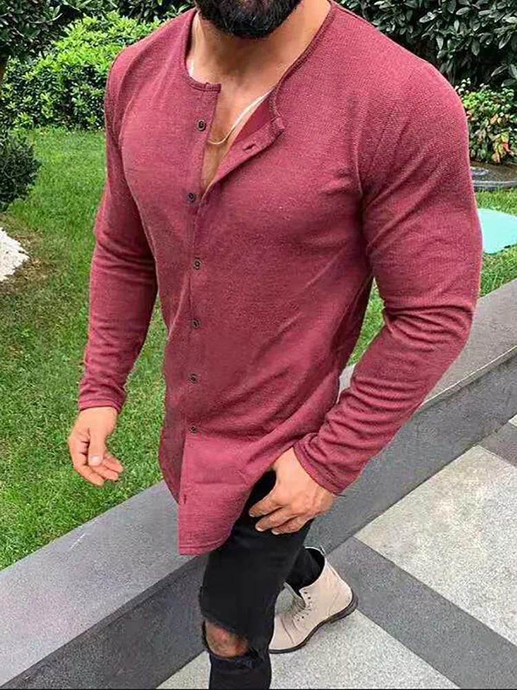 Men Casual Solid Tops 2022 Spring New Fashion Long Sleeve Button-up T-shirts Mens Vintage O-Neck Cardigan Tees Male Streetwear
Men Casual Solid Tops 2022 Spring New Fashion Long Sleeve Button-up T-shirts Mens Vintage O-Neck Cardigan Tees Male Streetwear