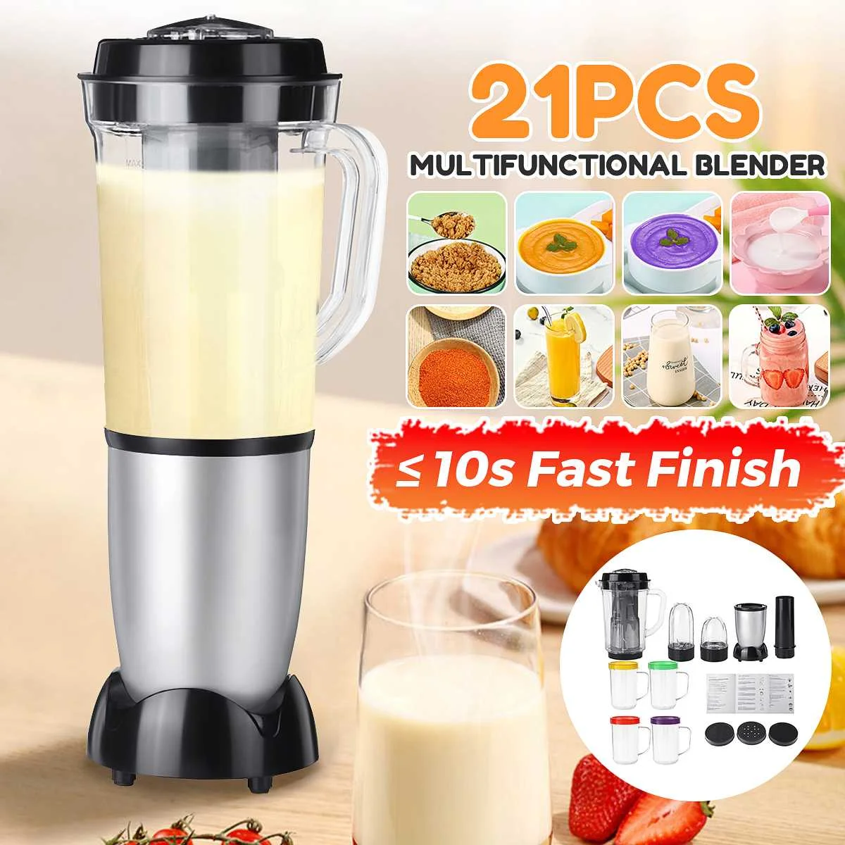 21Pcs/set Personal Blender Mixer Juicer Multi-funtion Fruit Food Processor Easy-wash Kitchen Soup Juice Food Making Tool
21Pcs/set Personal Blender Mixer Juicer Multi-funtion Fruit Food Processor Easy-wash Kitchen Soup Juice Food Making Tool
