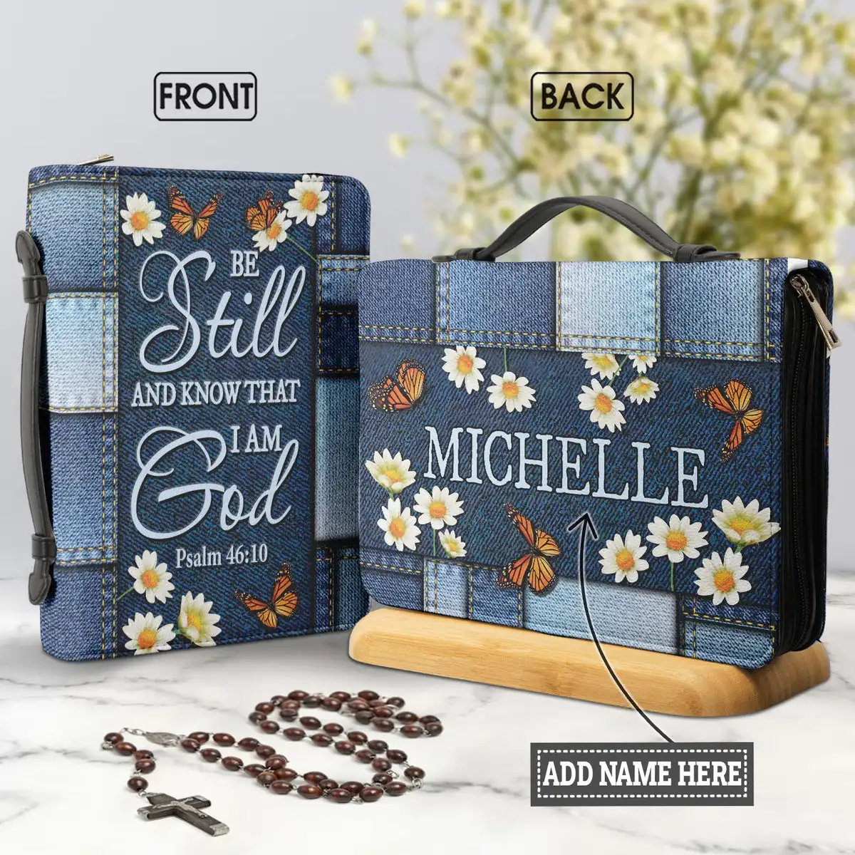 Be Still And Know That I Am God Butterfly Denim Style Female Practical Bible Protective Cover Bracket Leather Bible Bag Storage
Be Still And Know That I Am God Butterfly Denim Style Female Practical Bible Protective Cover Bracket Leather Bible Bag Storage