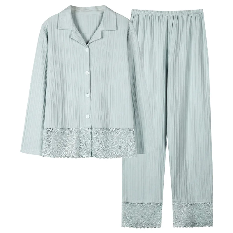 Spring / Summer New viscose long-sleeved trousers ladies pajamas suit 3XL plus size long Sleepwear women's home Nightwear
Spring / Summer New viscose long-sleeved trousers ladies pajamas suit 3XL plus size long Sleepwear women's home Nightwear