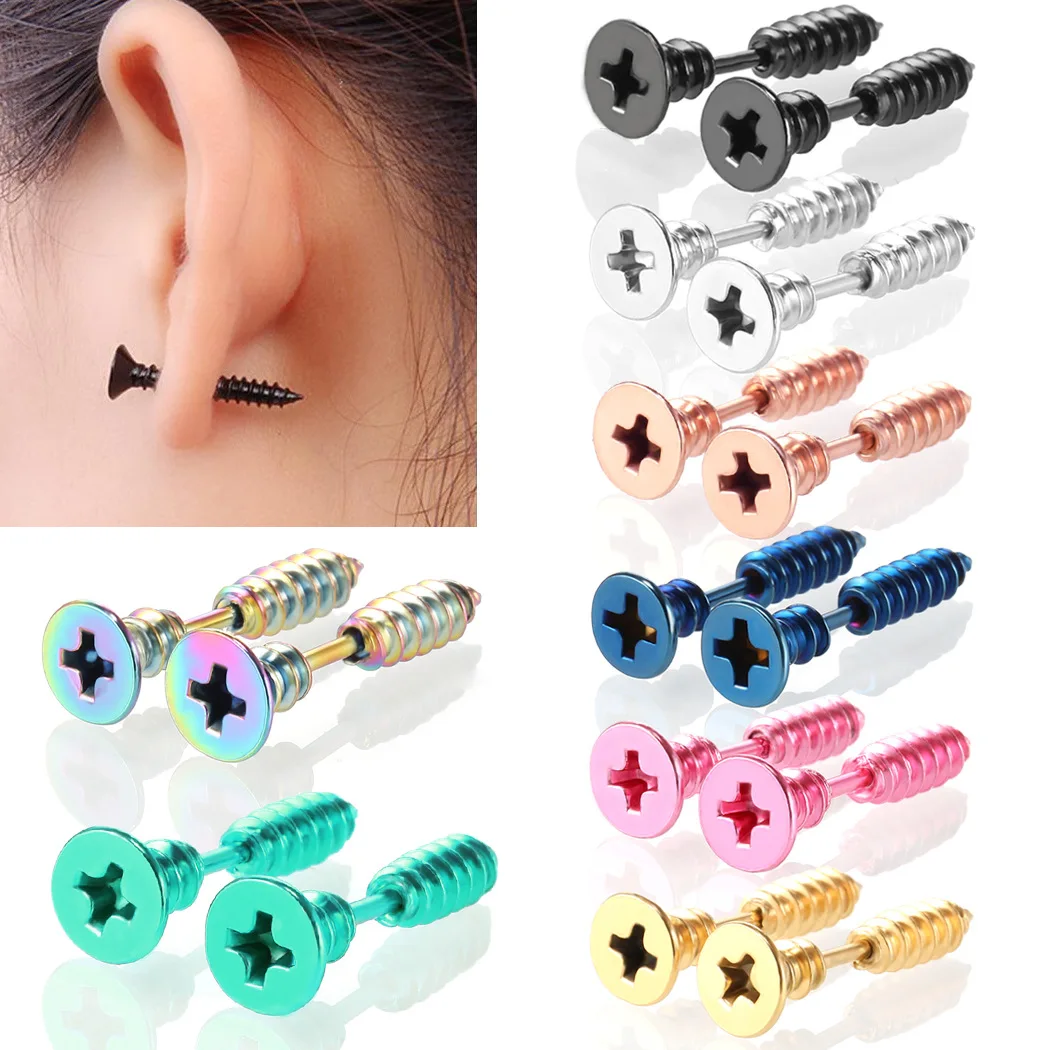 2PCS Punk Men & Women Stud Earrings Stainless Steel Earrings Body Piercing Jewelry Screw Stud Earrings piercing oreille пирсинг
2PCS Punk Men & Women Stud Earrings Stainless Steel Earrings Body Piercing Jewelry Screw Stud Earrings piercing oreille пирсинг