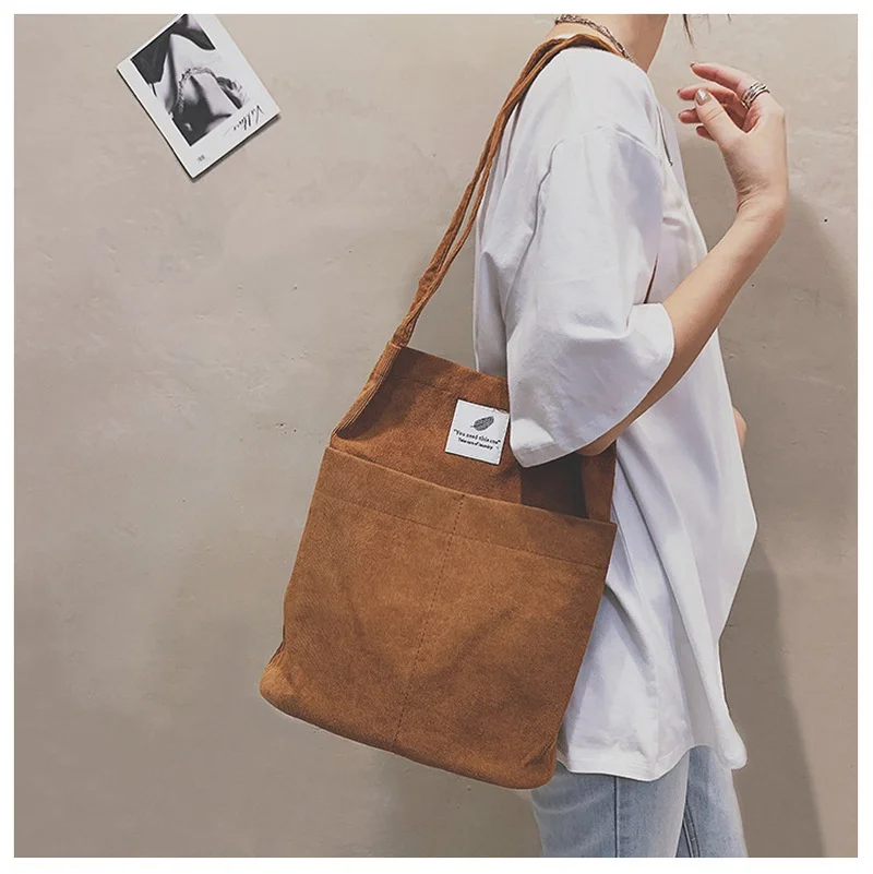 Женские однотонные вельветовые сумки через плечо, посылка для покупок, сумка-тоут, сумки через плечо, кошельки, Повседневная сумка для женщин, сумка для книг
Женские однотонные вельветовые сумки через плечо, посылка для покупок, сумка-тоут, сумки через плечо, кошельки, Повседневная сумка для женщин, сумка для книг