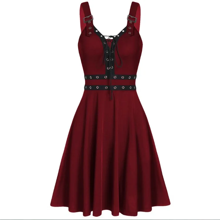 Women's Gothic Punk Sleeveless Strap Sling Dress Elegant Strap Backless Sexy Party Strapless Strapless Dress
Women's Gothic Punk Sleeveless Strap Sling Dress Elegant Strap Backless Sexy Party Strapless Strapless Dress