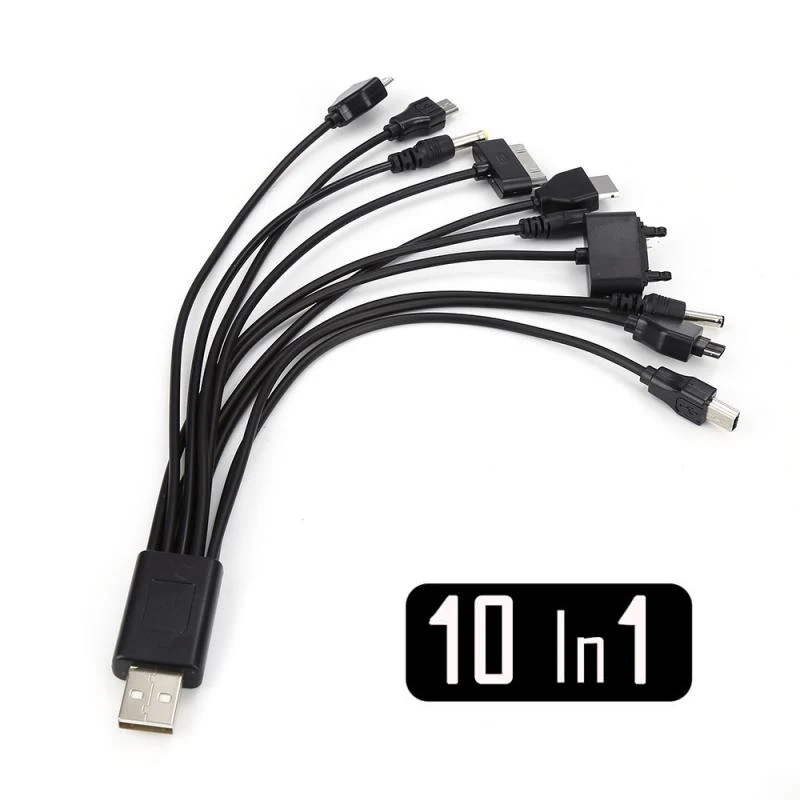 New Useful Black 10 In 1 USB 2.0 Version Multi Portable Charger Mobile Phone Cable Universal Male To Multi Plug Charger Cable
New Useful Black 10 In 1 USB 2.0 Version Multi Portable Charger Mobile Phone Cable Universal Male To Multi Plug Charger Cable