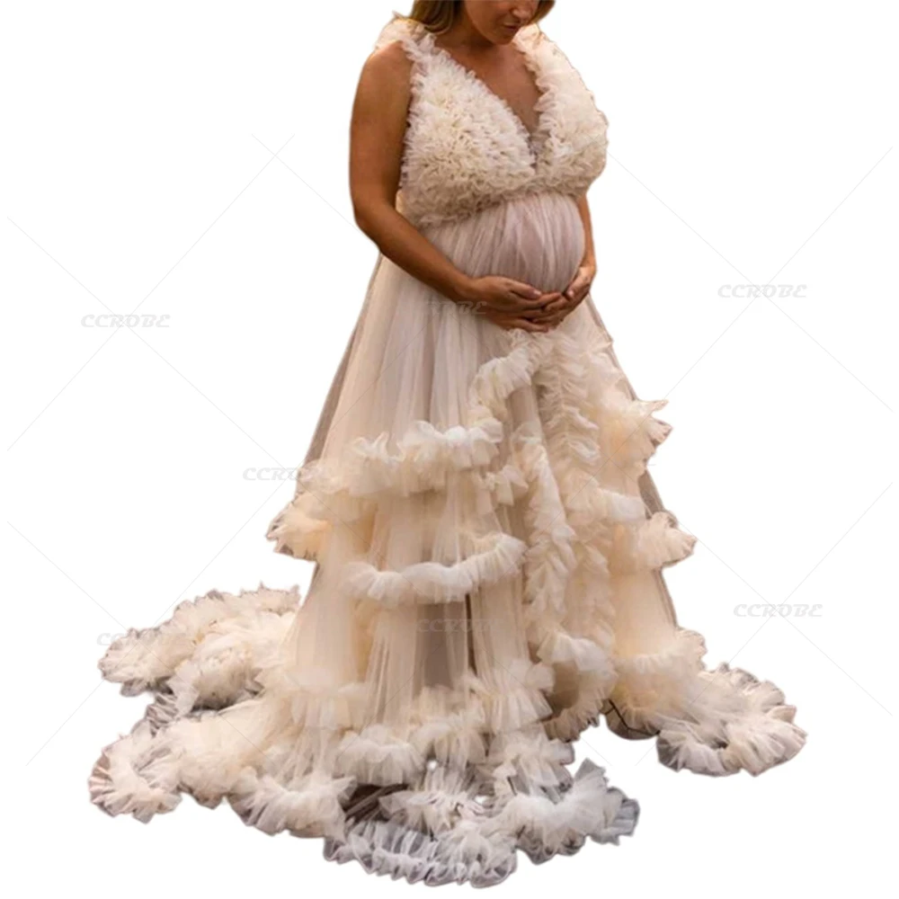 Maternity Dress for PhotoShoot Ruffle Tulle Dress Women Puffy Fold Robe Baby Shower Dress Flowy Wedding Photoshoot Dressing Gown
Maternity Dress for PhotoShoot Ruffle Tulle Dress Women Puffy Fold Robe Baby Shower Dress Flowy Wedding Photoshoot Dressing Gown