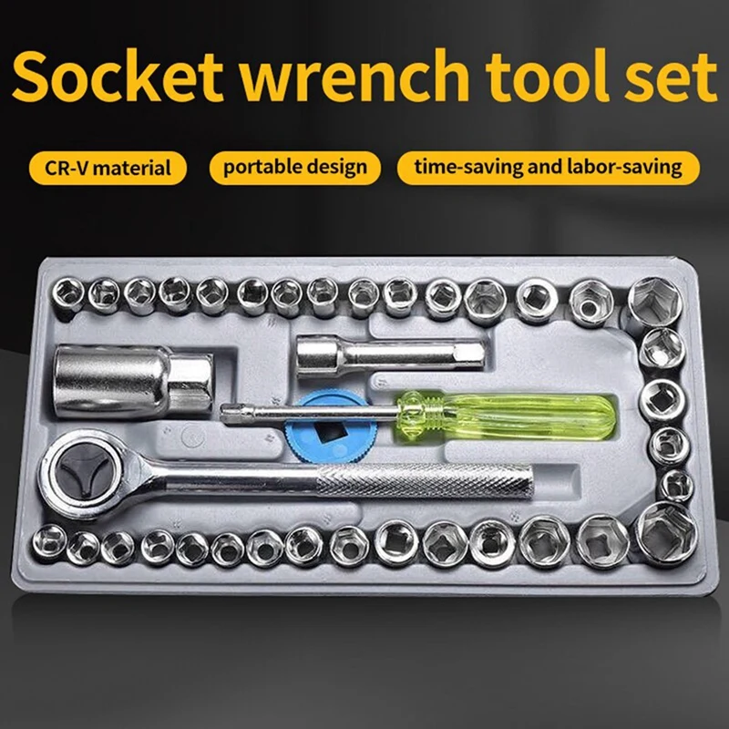 TOP 40 Pieces Of Auto Repair Tools, Car-Mounted Tools, Repair Tools, Emergency Socket Combination Wrench
TOP 40 Pieces Of Auto Repair Tools, Car-Mounted Tools, Repair Tools, Emergency Socket Combination Wrench