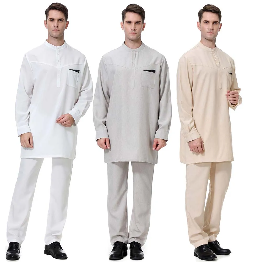 Ramadan Men's Robe Two Piece Set Solid Color Loose Casual Suit Middle East Muslim Spring Summer 2022 Kaftan Moroccan Saudi
Ramadan Men's Robe Two Piece Set Solid Color Loose Casual Suit Middle East Muslim Spring Summer 2022 Kaftan Moroccan Saudi