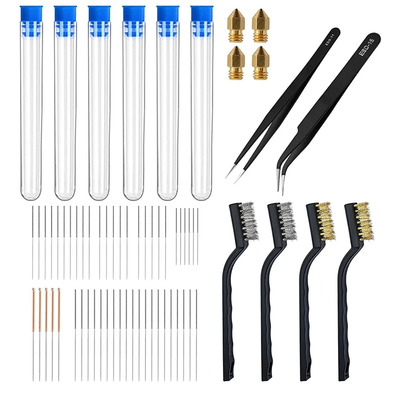 3D Printer Brass Nozzle Cleaning Tool Set Stainless Steel Nozzle Cleaning Needle Tweezer for Different Size Nozzles
3D Printer Brass Nozzle Cleaning Tool Set Stainless Steel Nozzle Cleaning Needle Tweezer for Different Size Nozzles