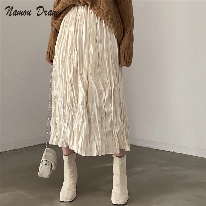 Namou Drane Casual Loose Women Pleated Midi Skirts Elastic High Waist Ladies A-line Skirts 2022 Spring Summer
Namou Drane Casual Loose Women Pleated Midi Skirts Elastic High Waist Ladies A-line Skirts 2022 Spring Summer