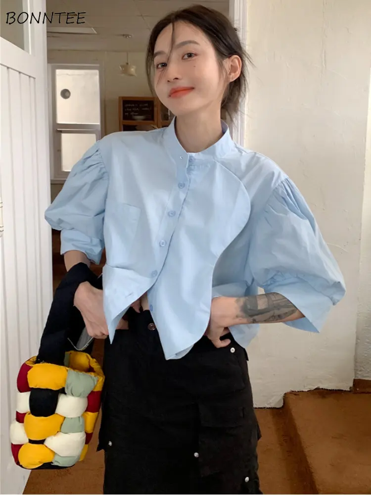 Shirts Women Solid Design Streetwear Leisure Chic Puff Sleeve Sweet All-match Ulzzang Simple Daily Asymmetrical Summer Office
Shirts Women Solid Design Streetwear Leisure Chic Puff Sleeve Sweet All-match Ulzzang Simple Daily Asymmetrical Summer Office
