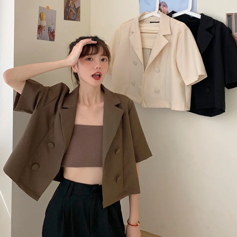 H9ED Women Korean Fashion Half Sleeve Blazer Jacket Shirt Lapel Open Front Lightweight Work Office Plain Summer Cardigan Coat
H9ED Women Korean Fashion Half Sleeve Blazer Jacket Shirt Lapel Open Front Lightweight Work Office Plain Summer Cardigan Coat