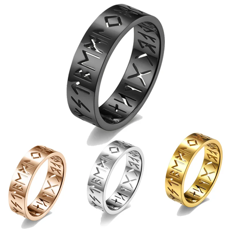 New High Quality Viking Hollow Titanium Steel Men's Couple Ring Rune Men and Women Proposal Simple Ring Jewelry Party Gift
New High Quality Viking Hollow Titanium Steel Men's Couple Ring Rune Men and Women Proposal Simple Ring Jewelry Party Gift