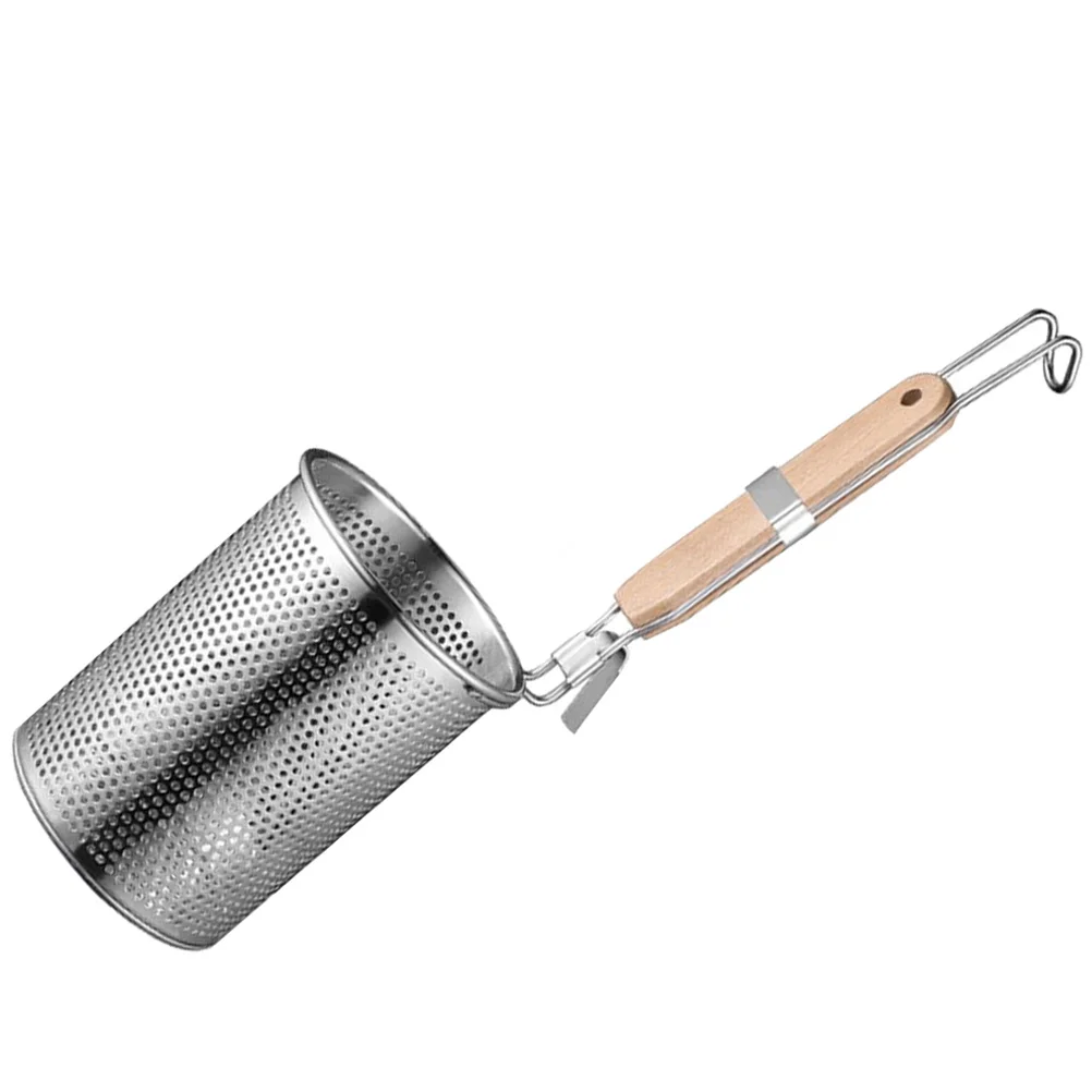 

Filter Spoon Stainless Steel Strainer Vegetable Colander Metallic Line Wooden Kitchen Accessory