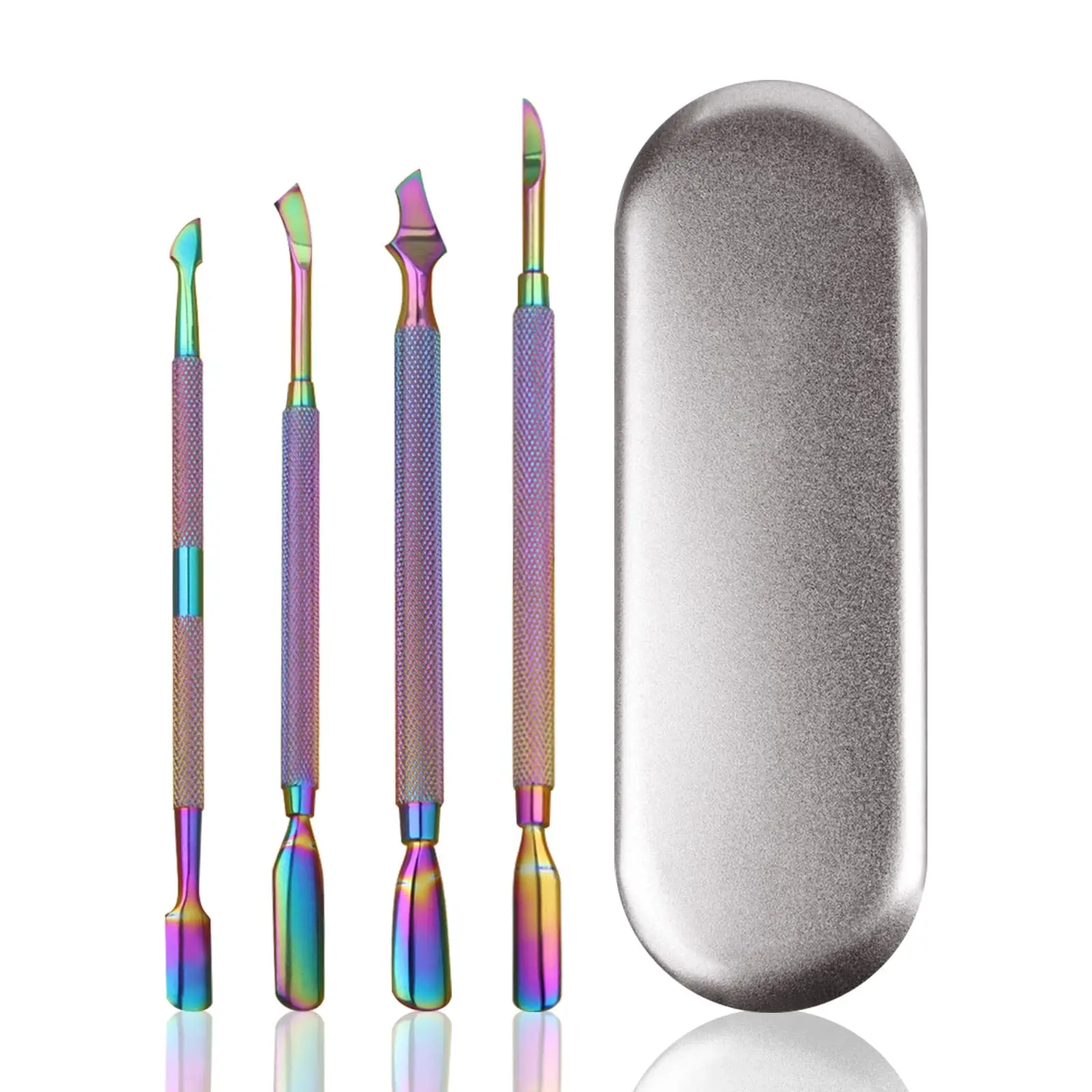 Cuticle Pusher Set, Pinkiou Cuticle Pusher Set 4 Pcs Cuticle Pusher Cutter Scraper Spoon Remover Stainless Steel Rainbow Color
Cuticle Pusher Set, Pinkiou Cuticle Pusher Set 4 Pcs Cuticle Pusher Cutter Scraper Spoon Remover Stainless Steel Rainbow Color