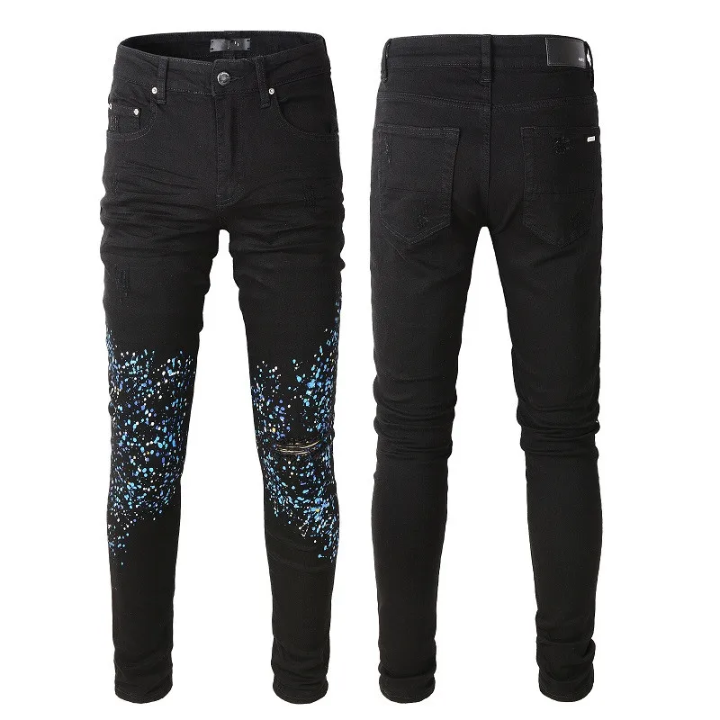 New Trend Fashion Paint Splatter Jeans Men Washed Hole Slim Jean Los Hombres Jean European Streetwear Motorcycle Jeans Pants
New Trend Fashion Paint Splatter Jeans Men Washed Hole Slim Jean Los Hombres Jean European Streetwear Motorcycle Jeans Pants