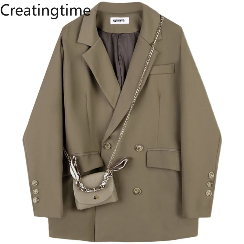 Модная женская одежда Creatingtime, новинка сезона весна-осень 2022, однотонный двубортный блейзер с карманами, повседневный Блейзер, LH009 
Модная женская одежда Creatingtime, новинка сезона весна-осень 2022, однотонный двубортный блейзер с карманами, повседневный Блейзер, LH009