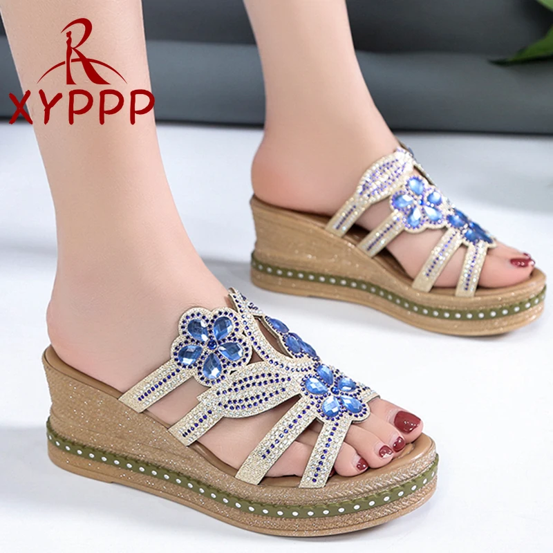 Women Wedges Thick Slippers Crystal High Heels Sandals 2022 Summer New Luxury Pumps Party Women Shoes Sexy Slides Flip Flops
Women Wedges Thick Slippers Crystal High Heels Sandals 2022 Summer New Luxury Pumps Party Women Shoes Sexy Slides Flip Flops