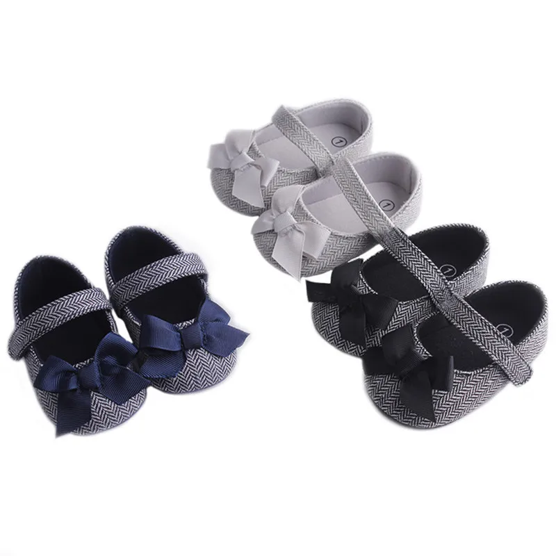 

Retro Toddlers Walkers Canvas Bow Baby Shoes Soft Sole Anti-skid Shoes for Girls Spring Autumn Newborn Flats Sneakers 0-18M