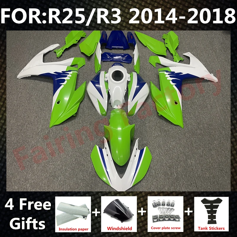 Новый комплект обтекателей для мотоцикла ABS подходит для YZF R25 R3 R 25 3 2015 2016 2017 2018 комплекты обтекателей кузова зеленый белый
Новый комплект обтекателей для мотоцикла ABS подходит для YZF R25 R3 R 25 3 2015 2016 2017 2018 комплекты обтекателей кузова зеленый белый