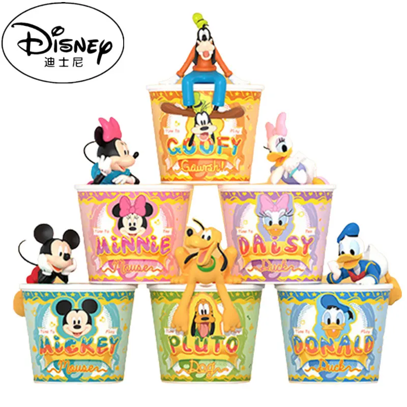 

Disney Mickey Family Cup Figure Kawaii Toys Cute Minnie Donald Duck Instant Noodle Cup Model Dolls Collectible Ornament Kid Gift