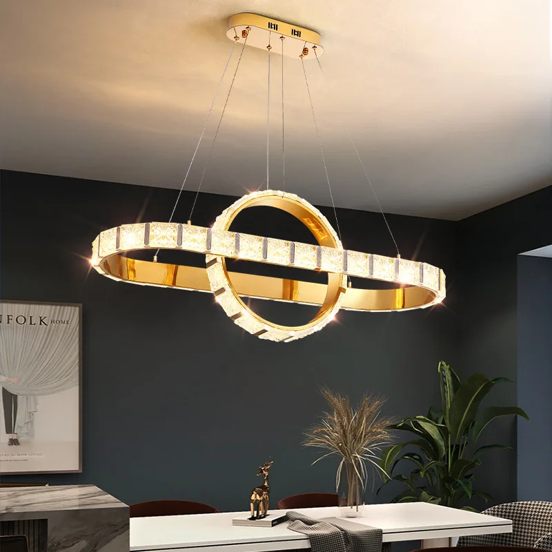 Modern Luxury LED Stainless Steel Chandelier Living Room Dining Table Kitchen Bedroom Gold Ring Hanging Pendant Light
Modern Luxury LED Stainless Steel Chandelier Living Room Dining Table Kitchen Bedroom Gold Ring Hanging Pendant Light