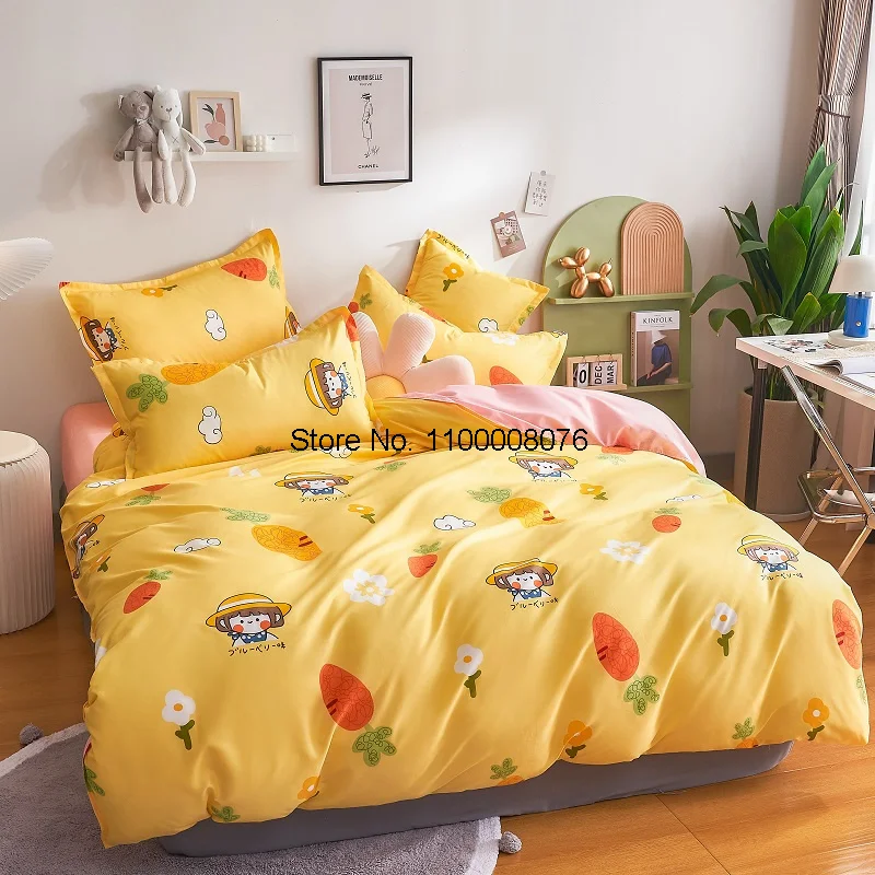 Простые комплекты постельного белья с пододеяльником и цветочным принтом для девочек, наволочка, простыня, покрывала для спальни, Мультяшн... 
Простые комплекты постельного белья с пододеяльником и цветочным принтом для девочек, наволочка, простыня, покрывала для спальни, Мультяшн...